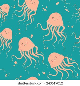 Jellyfish seamless background pattern