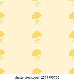 Jellyfish seamless pattern background. Cartoon sea animal illustration pattern. Jellyfish background. Perfect for fashion clothes, shirt, fabrics, textiles, wallpaper, decor, print, packaging. 