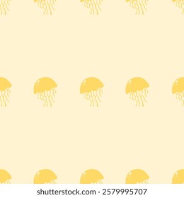 Jellyfish seamless pattern background. Cartoon sea animal illustration pattern. Jellyfish background. Perfect for fashion clothes, shirt, fabrics, textiles, wallpaper, decor, print, packaging. 