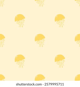 Jellyfish seamless pattern background. Cartoon sea animal illustration pattern. Jellyfish background. Perfect for fashion clothes, shirt, fabrics, textiles, wallpaper, decor, print, packaging. 