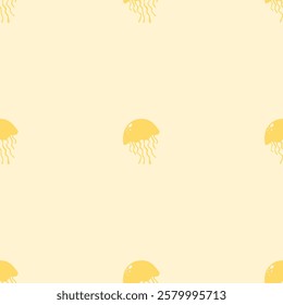 Jellyfish seamless pattern background. Cartoon sea animal illustration pattern. Jellyfish background. Perfect for fashion clothes, shirt, fabrics, textiles, wallpaper, decor, print, packaging. 