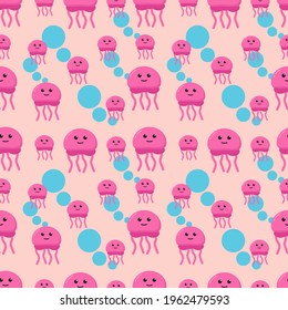 jellyfish seamless pattern flat illustration vector graphic