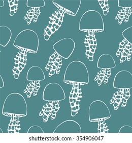 Jellyfish seamless pattern. Hand drawn illustration. Ukraine