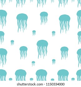 jellyfish seamless pattern on a light background.