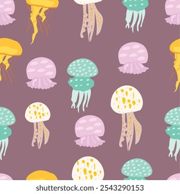 jellyfish seamless pattern. jellyfish textile design. pattern design