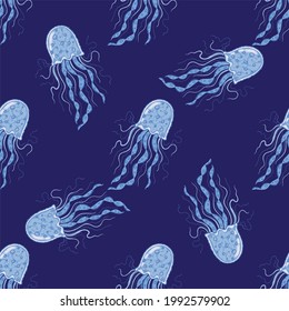 jellyfish seamless pattern in vector.
