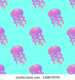 Jellyfish seamless pattern vector illustration