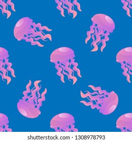 Jellyfish seamless pattern vector illustration