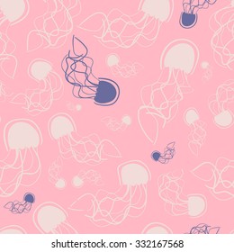 Jellyfish seamless pattern. Vector illustration for wallpaper, pattern fills, web page background,surface textures.