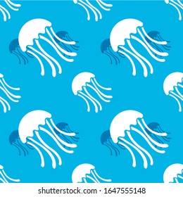 Jellyfish seamless vector isolated blue color | EPS 10
