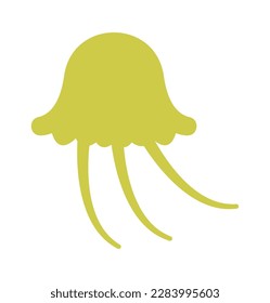 Jellyfish shape flat icon Marine animal silhouette. Vector illustration