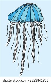 Jellyfish sign illustration image. 
Hand drawn image artwork of a jellyfish. 
Simple cute original logo.
Hand drawn vector illustration for posters, cards, t-shirts.