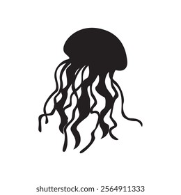 Jellyfish silhouette design. underwater animal sign and symbol.