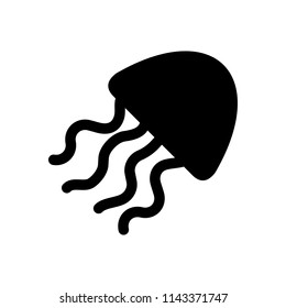 jellyfish silhouette icon. Decoration element. Isolated on white background. Flat design. Vector illustration.