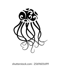 Jellyfish silhouette with pattern illustration.