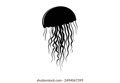 Jellyfish Silhouette Vector art, Jellyfish Clipart black Silhouette