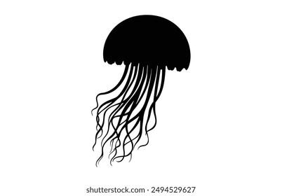 Jellyfish Silhouette Vector art, Jellyfish Clipart black Silhouette