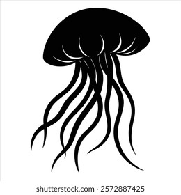 Jellyfish Silhouette vector art and illustration