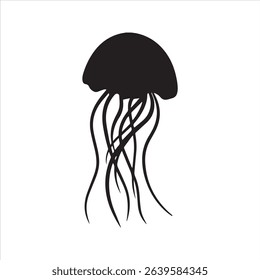 Jellyfish Silhouette Vector Icon Silhouette