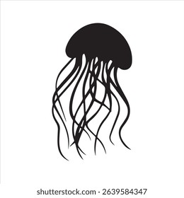 Jellyfish Silhouette Vector Icon Silhouette
