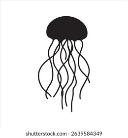 Jellyfish Silhouette Vector Icon Silhouette