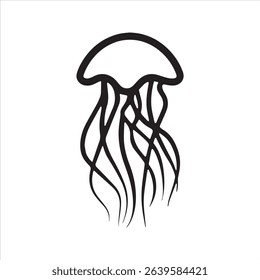 Jellyfish Silhouette Vector Icon Silhouette