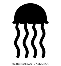 Jellyfish Silhouette Vector Icon Image