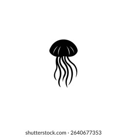 Jellyfish Silhouette Vector Illustration Isolated on White Background