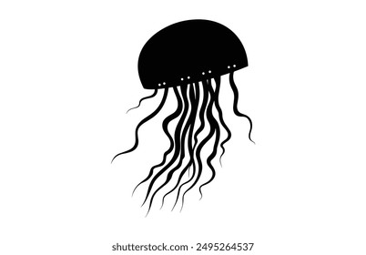 Vector de la silueta de la medusa aislado sobre un fondo blanco, Clipart de la medusa negro