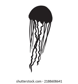 Silhouettes de medusas, aisladas de fondo blanco. ilustrador de vector animal.