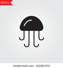 jellyfish simple black icon. Vector illustration eps10.
