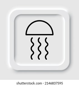 Jellyfish simple icon. Flat design. Neumorphism design.ai