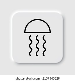 Jellyfish simple icon. Flat desing. Neumorphism design.ai