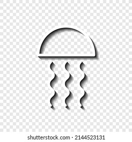 Jellyfish simple icon. Flat desing. White with shadow on transparent grid.ai