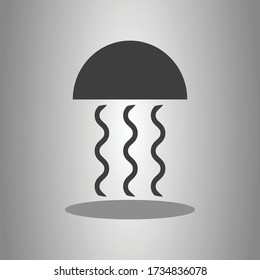 Jellyfish simple icon with shadow. Flat desing