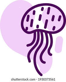 Jellyfish with small lines across it, illustration, vector on white background.