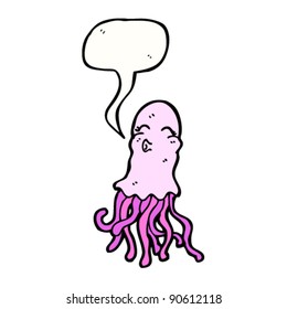 jellyfish with speech bubble cartoon