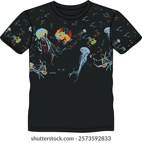 jellyfish splash pattern textile t-shirt animal 