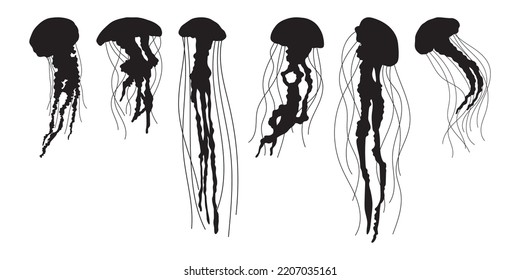 Jellyfish stencil templates for cutting and printing