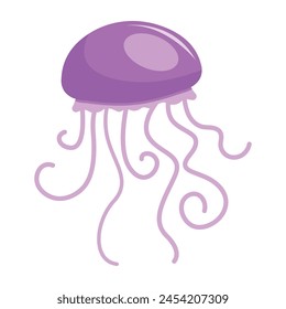 Jellyfish swiming sealife animal illustration on a white background.