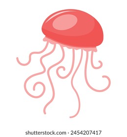 Jellyfish swiming sealife animal illustration on white.