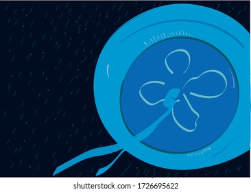 jellyfish swimming in dark vector water