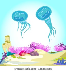 jellyfish swimming in the ocean depths