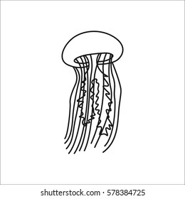 Jellyfish symbol simple line icon on background