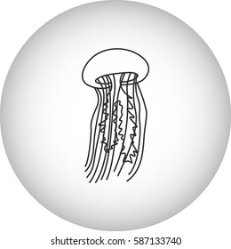 Jellyfish symbol simple line icon on background