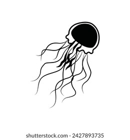 Jellyfish, tentacles, underwater, biology, creature icon