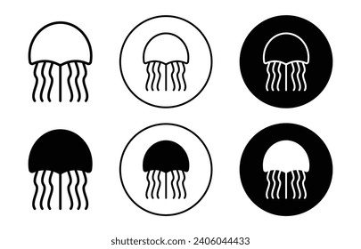 Jellyfish thin line icon illustration set vector drawing 