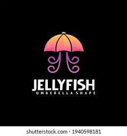 JellyFish With Umberella Colorful Logo Illustration Vector Design