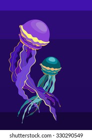Jellyfish under the sea