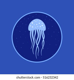 Jellyfish under water icon. Marine life. Vector illustration